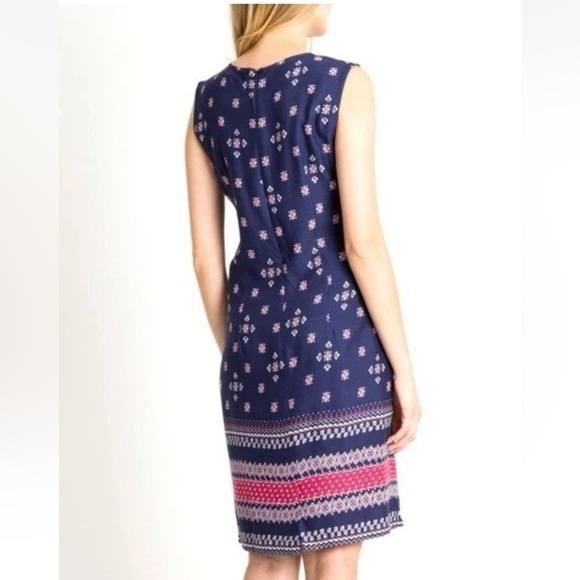 Talbots Navy, red and white Patterned sleeveless Midi Dress - Picture 5 of 9